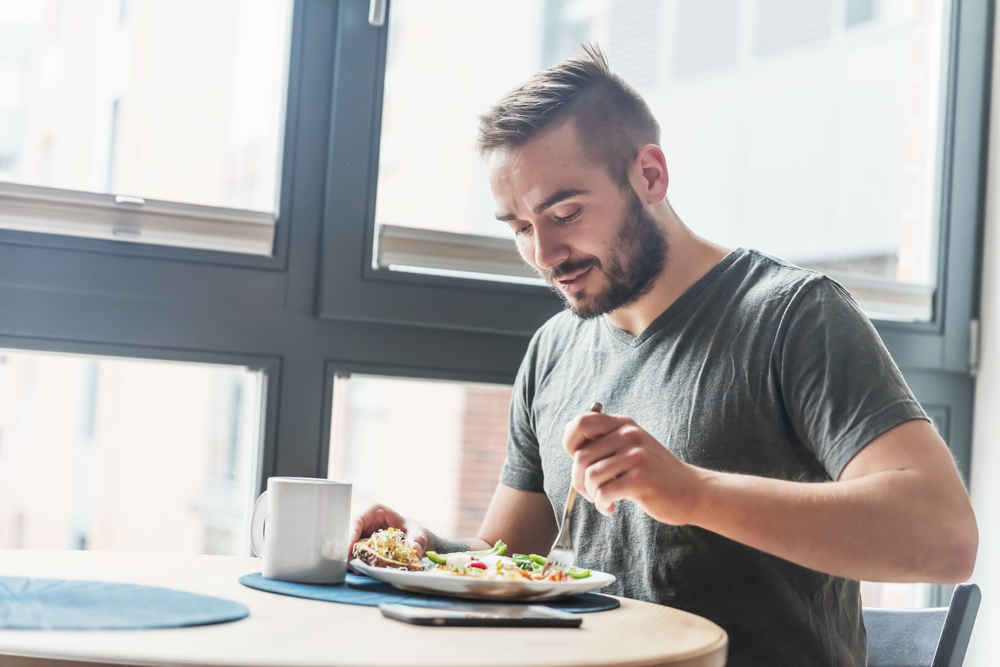 A man eating a meal